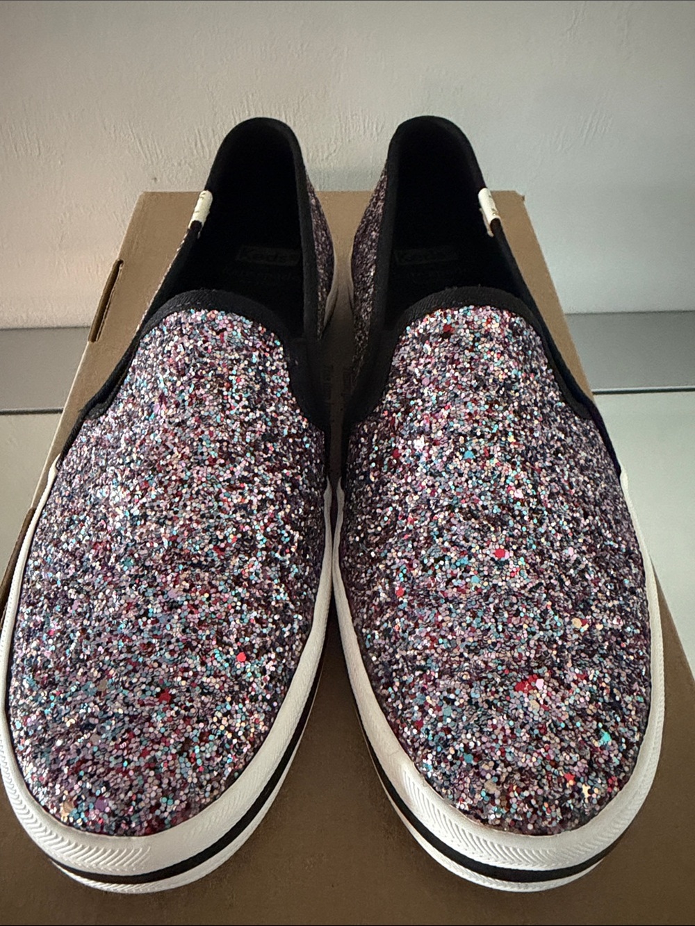 KEDS x KATE SPADE Double Decker Multicolor Glitter Slip On Sneakers Size 9 Women - Picture 8 of 15